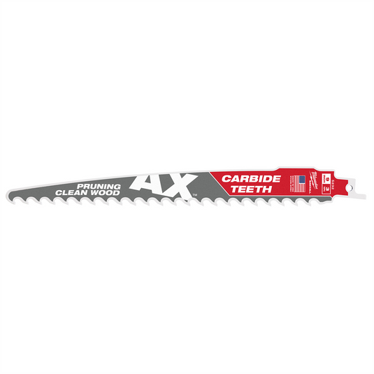 Milwaukee Tool 9"" 3 TPI The AX with Carbide Teeth for Pruning & Clean Wood SAWZALL Blade 1PK