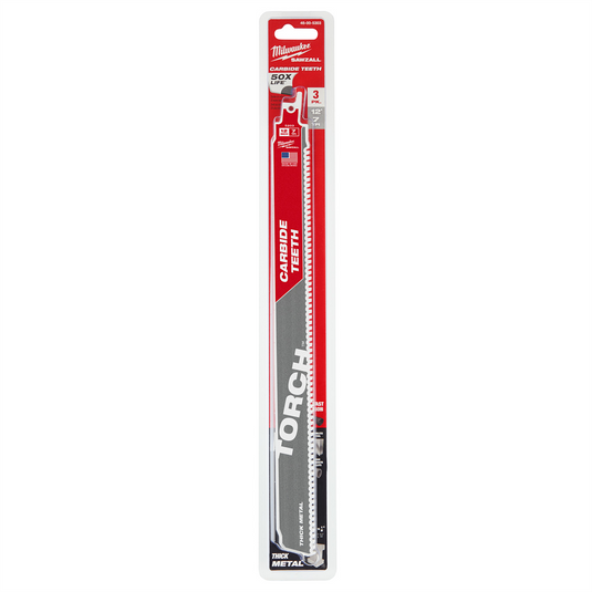 Milwaukee Tool 12"" 8TPI The TORCH with Carbide Teeth 3PK