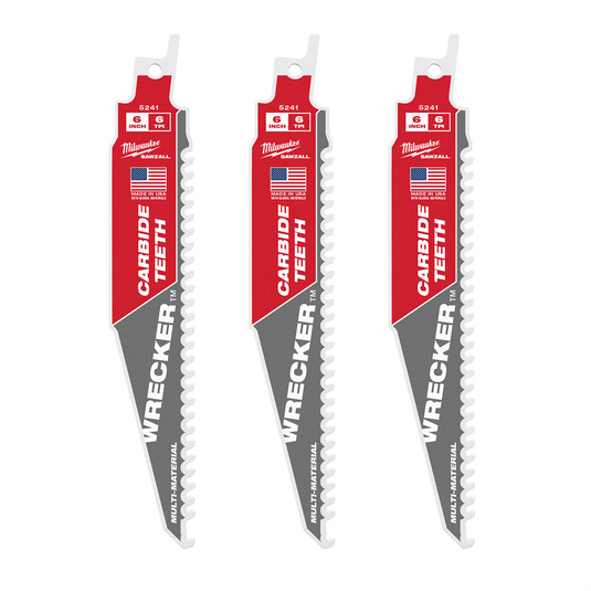 Milwaukee Tool 6"" 6 TPI THE WRECKER with Carbide Teeth SAWZALL Blade 3PK