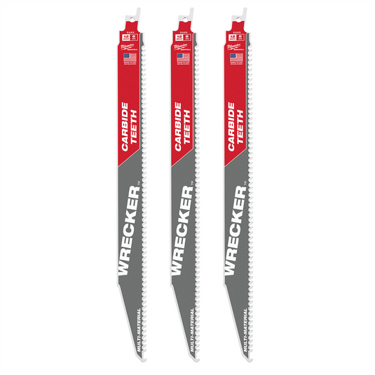 Milwaukee Tool 12"" 6 TPI THE WRECKER with Carbide Teeth SAWZALL Blade 3PK