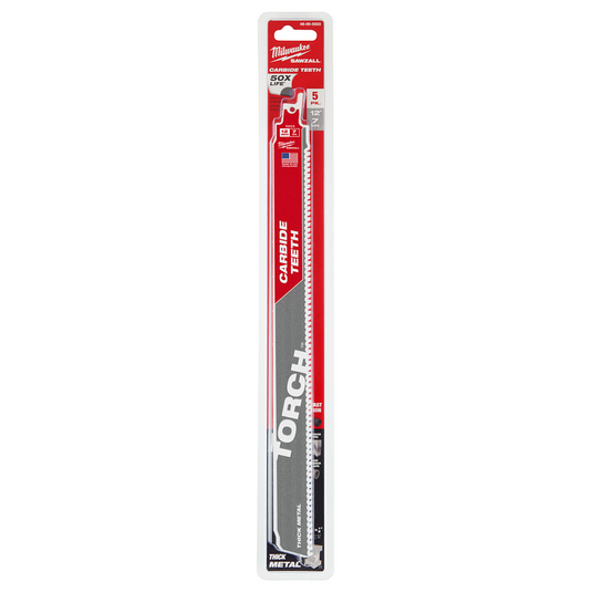 Milwaukee Tool 12"" 8TPI The TORCH with CARBIDE TEETH 5PK