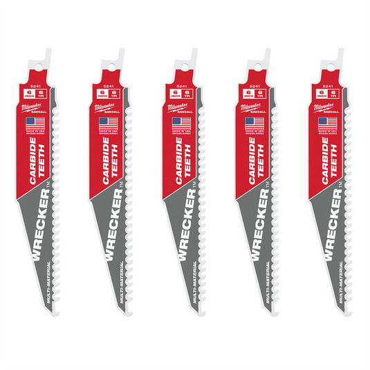 Milwaukee Tool 6"" 6 TPI THE WRECKER with Carbide Teeth SAWZALL Blade 5PK