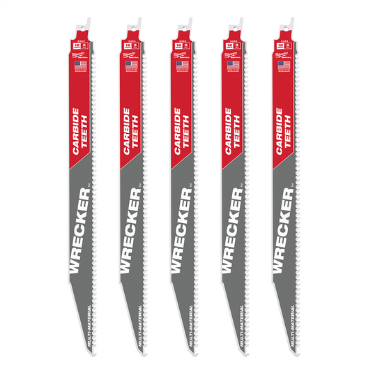 Milwaukee Tool 12"" 6 TPI THE WRECKER(TM) with Carbide Teeth SAWZALL(R) Blade 5 PK