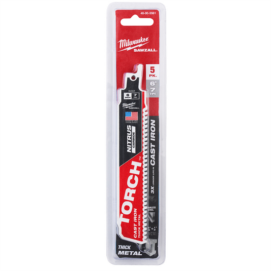 Milwaukee Tool 6"" 8TPI The TORCH for CAST IRON with NITRUS CARBIDE 5PK