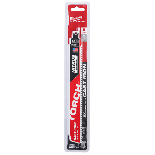 Milwaukee Tool 9"" 8TPI The TORCH for CAST IRON with NITRUS CARBIDE 5PK