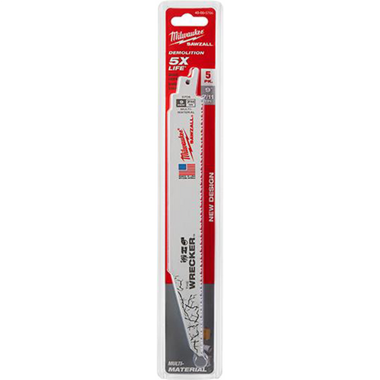 Milwaukee Tool The WRECKER Multi-Material SAWZALL Blade 9"" 7/11TPI 5pk