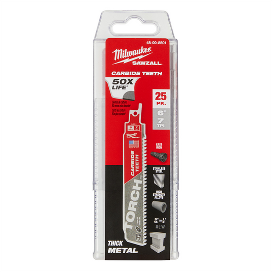 Milwaukee Tool 6"" 8 TPI The TORCH with Carbide Teeth 25PK