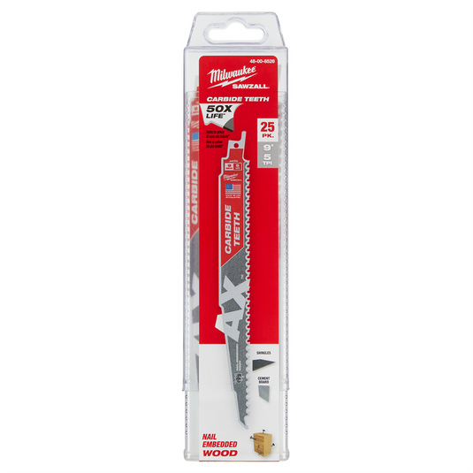 Milwaukee Tool SAWZALL The AX 5 TPI 9"" Carbide Blades - 1PK