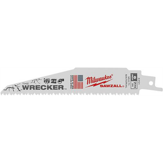 Milwaukee Tool The WRECKER Multi-Material SAWZALL Blade 6"" 7/11TPI BULK 100