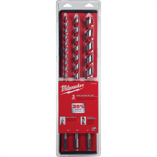 Milwaukee Tool Ship Auger Bit 18"" Set - 3 PC
