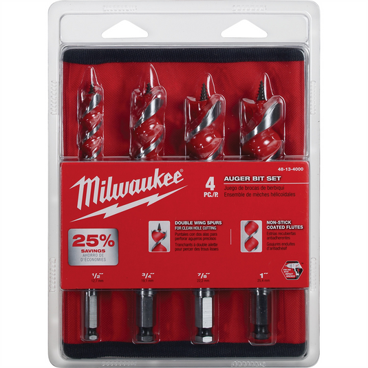 Milwaukee Tool Spur Auger Bit 6-1/2"" Set - 4PC