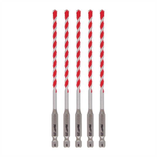 Milwaukee Tool 3/16"" x 4"" x 6"" SHOCKWAVE Impact Duty Carbide Hammer Drill Bits - Bulk 5 PK