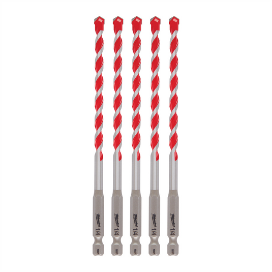 Milwaukee Tool 1/4"" x 4"" x 6"" SHOCKWAVE Impact Duty Carbide Hammer Drill Bits - Bulk 5 PK
