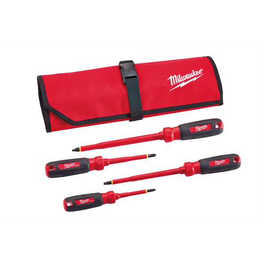 Milwaukee Tool 4 PC 1000V Insulated Screwdriver Set w/ Roll Pouch