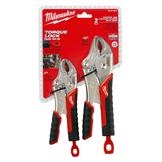 Milwaukee Tool 2 Pc. 7"" & 10"" TORQUE LOCK CURVED JAW LOCKING PLIERS SET WITH GRIP