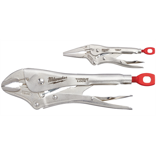 Milwaukee Tool 2 Pc. 10"" CURVED JAW & 6"" LONG NOSE TORQUE LOCK LOCKING PLIERS SET