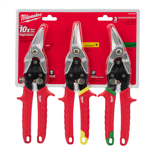 Milwaukee Tool 3-PC AVIATION SNIPS (LEFT; RIGHT; STRAIGHT) SET