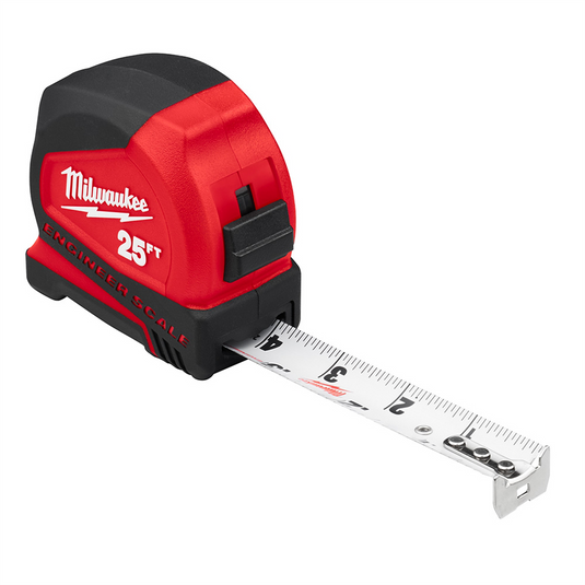 Milwaukee Tool 25ft Compact Tape Measure with Engineer Scale