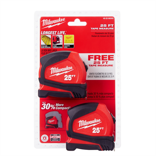 Milwaukee Tool 25FT COMP TAPE MEASURE BOGO-PK