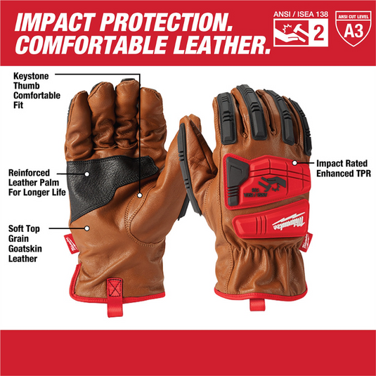 Milwaukee Tool Impact Cut Level 3 Goatskin Leather Gloves XL