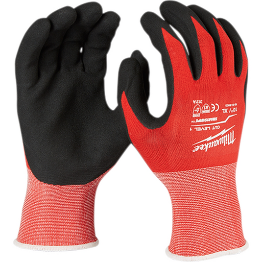 Milwaukee Tool X-Large Red Nitrile Level 1 Cut Resistant Dipped Work Gloves