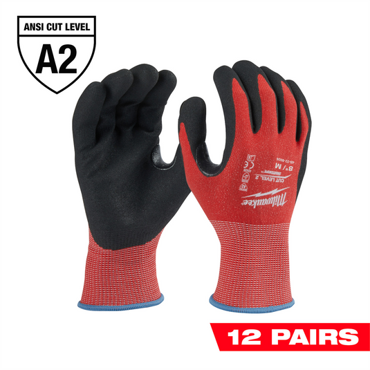 Milwaukee Tool 12 Pair Cut Level 2 Nitrile Dipped Gloves - M