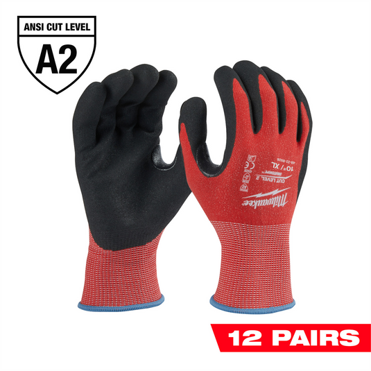 Milwaukee Tool 12 Pair Cut Level 2 Nitrile Dipped Gloves - XL