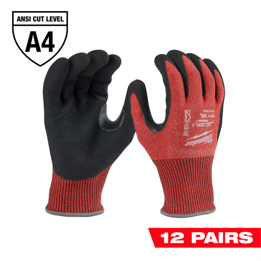 Milwaukee Tool 12 Pair Cut Level 4 Nitrile Dipped Gloves - XXL