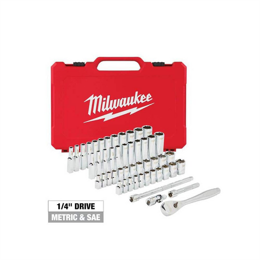 Milwaukee Tool 1/4"" Drive 50pc Ratchet & Socket Set - SAE & Metric