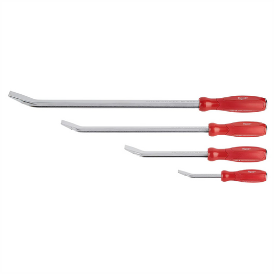 Milwaukee Tool 4-Pc I-Beam All-Metal Core Chrome Finish Pry Bar Set; (8; 12; 18; 24 In.)