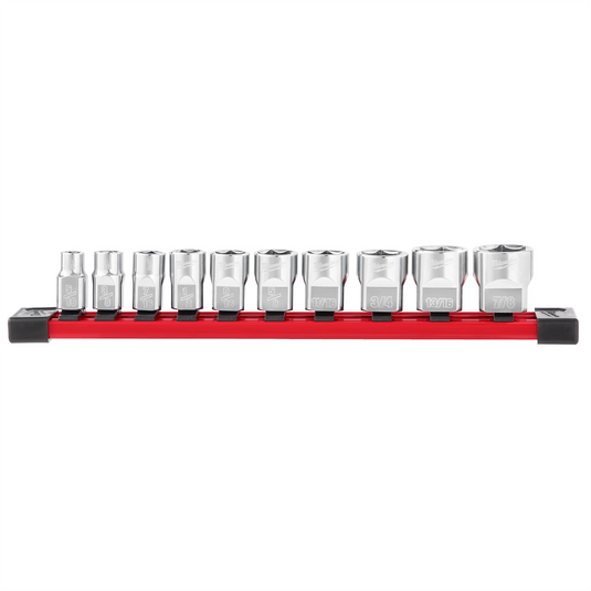 Milwaukee Tool 10pc 3/8"" SAE Sockets with FOUR FLAT Sides