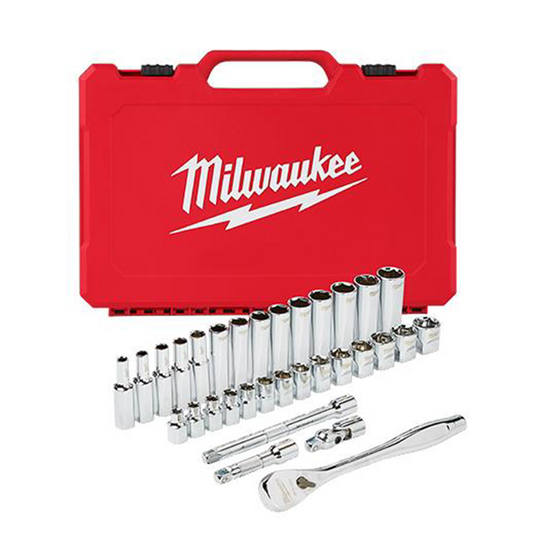 Milwaukee Tool 3/8"" Drive 32pc Ratchet & Socket Set - Metric
