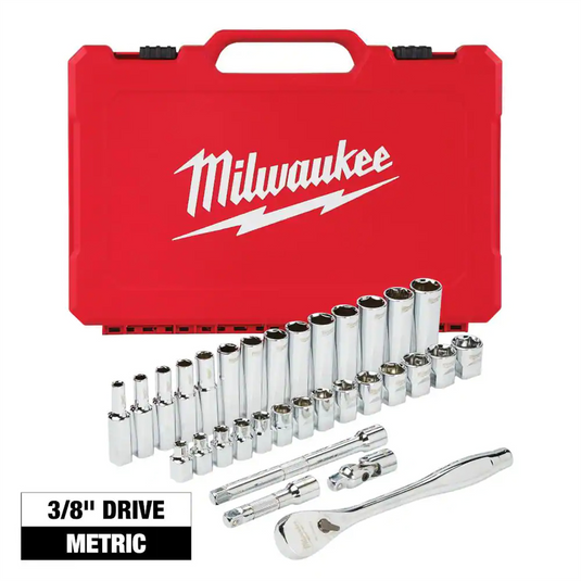 Milwaukee Tool 3/8"" Drive 32pc Ratchet & Socket Set - Metric