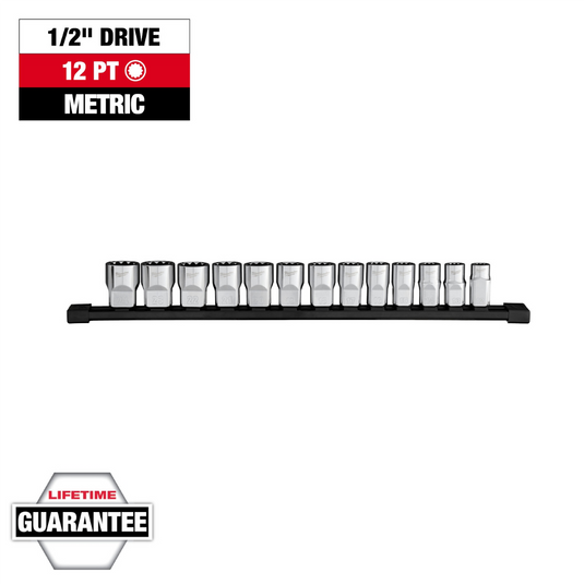 Milwaukee Tool 13pc 1/2 inch Drive 12-Point Metric Socket Set