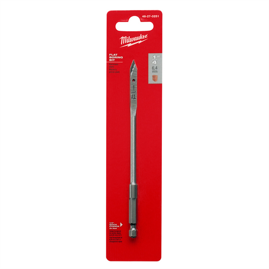 Milwaukee Tool Flat Boring Bit 1/4"" x 6