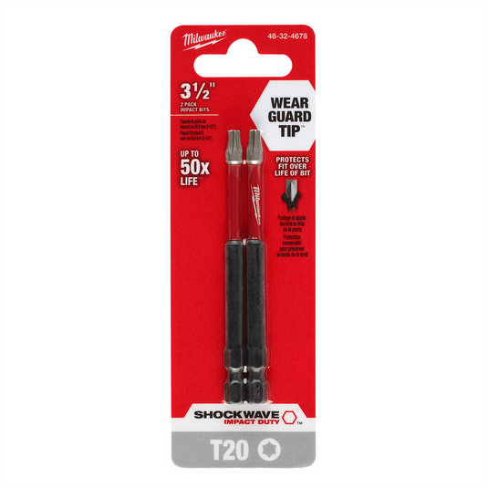 Milwaukee Tool SHOCKWAVE Impact Duty 3-1/2"" T20 Bit 2PK