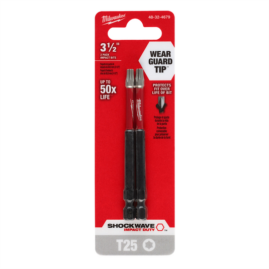 Milwaukee Tool SHOCKWAVE Impact Duty 3-1/2"" T25 Bit 2PK