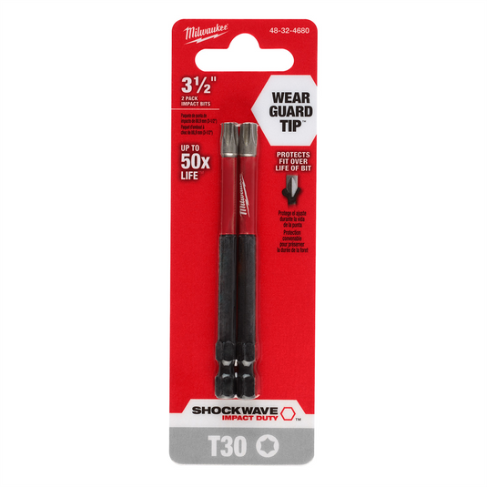 Milwaukee Tool SHOCKWAVE Impact Duty 3-1/2"" T30 Bit 2PK