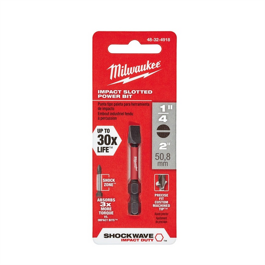Milwaukee Tool Shockwave 2"" Impact Slotted 1/4"" Power Bit
