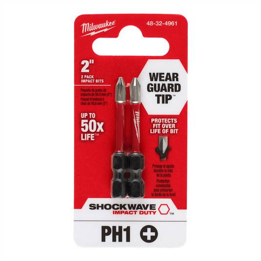 Milwaukee Tool SHOCKWAVE Impact Duty 2"" PH1 Bit 2PK