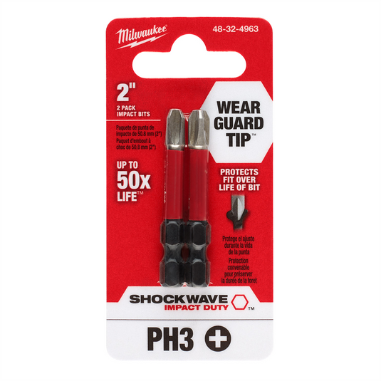 Milwaukee Tool SHOCKWAVE Impact Duty 2"" PH3 Bit 2PK