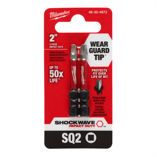 Milwaukee Tool SHOCKWAVE Impact Duty 2"" SQ2"" Bit 2PK
