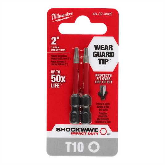 Milwaukee Tool SHOCKWAVE Impact Duty 2"" T10 Bit 2PK