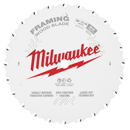 Milwaukee Tool 8-1/4"" 24T Framing Circular Saw Blade