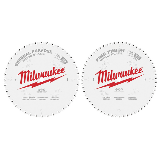 Milwaukee Tool Circular Saw Two-Pack Wood Cutting Blades 10"" 40T + 60T