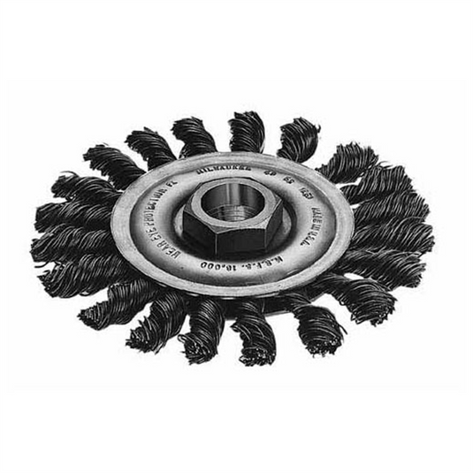 Milwaukee Tool STEEL CABLE TWIST KNOT WHEEL 4 IN.; .02 GAUGE WIRE 5/8-11 THREAD