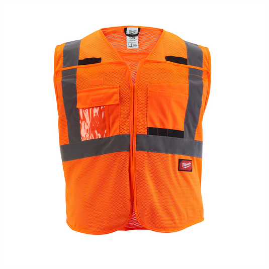 Milwaukee Tool Class 2 Breakaway High Visibility Orange Mesh Safety Vest - L/XL
