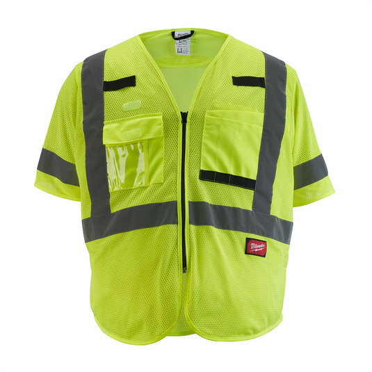 Milwaukee Tool Class 3 High Visibility Yellow Mesh Safety Vest - L/XL