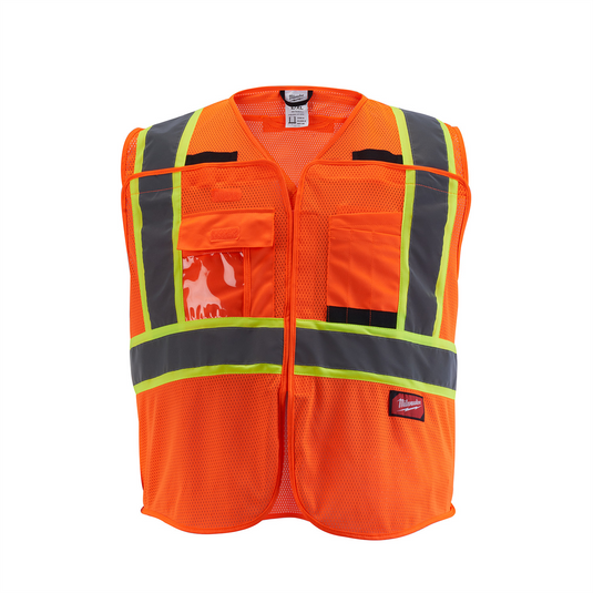 Milwaukee Tool Class 2 Breakaway High Visibility Orange Mesh Safety Vest - 4XL/5XL (CSA)