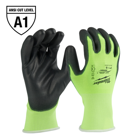 Milwaukee Tool High Visibility Cut Level 1 Polyurethane Dipped Gloves - M